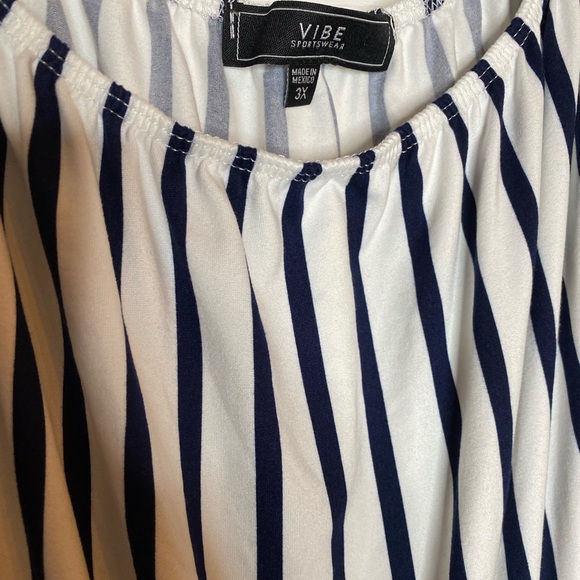 Brand New! Vibe Sportswear Blue and White Vertical Striped Maxi Dress Size 3X - Picture 12 of 12